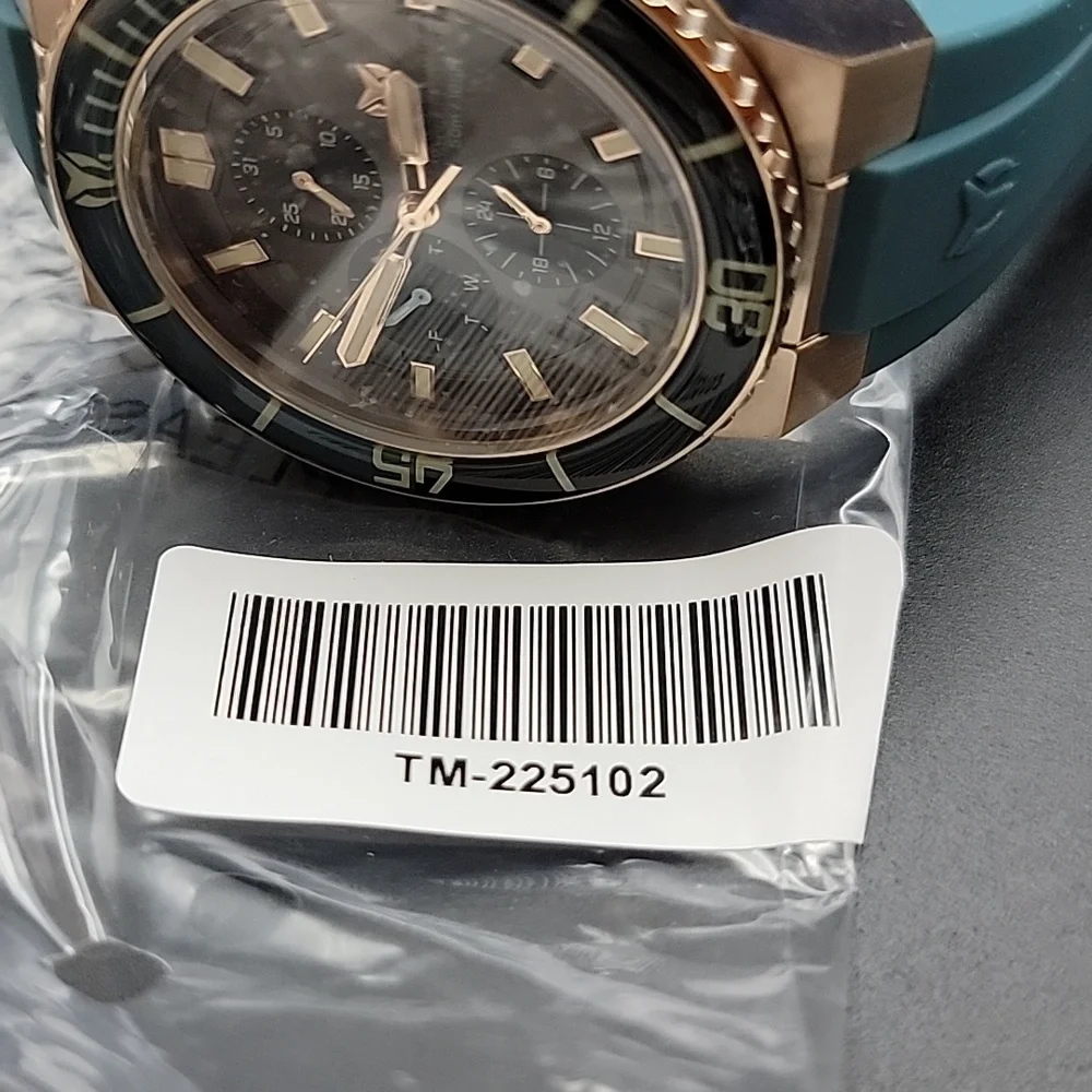 NEW TM-225103 TechnoMarine La Pelagia Men's Watch 43mm Black Teal Rose Gold Slot